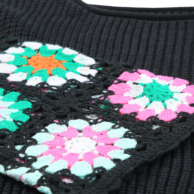 Cropped Crochet Sleeve Knit Jumper - natopia