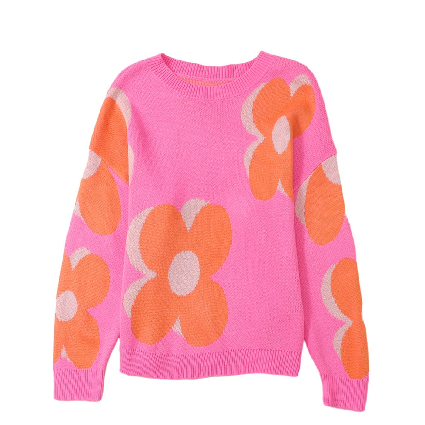 Flower Slouch Jumper - Pink - natopia