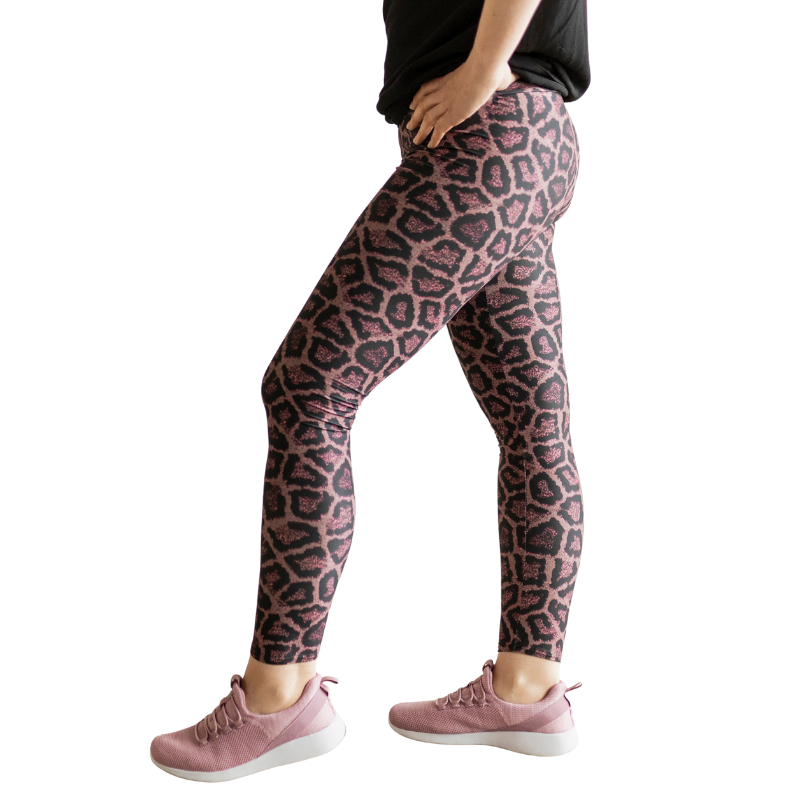 Womens Super Soft Leopard Printed Leggings, Pink - One Size Fits Most