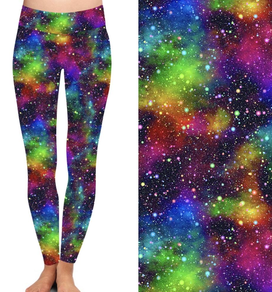 Brushed Poly Leggings - Rainbow Galaxy - Mellymoo