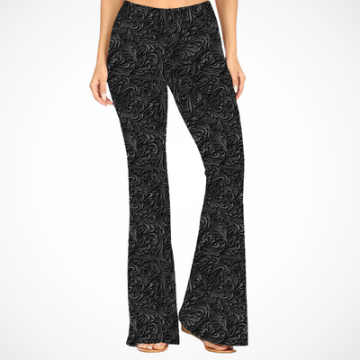 Black Vine Floral Deluxe Bell Bottoms