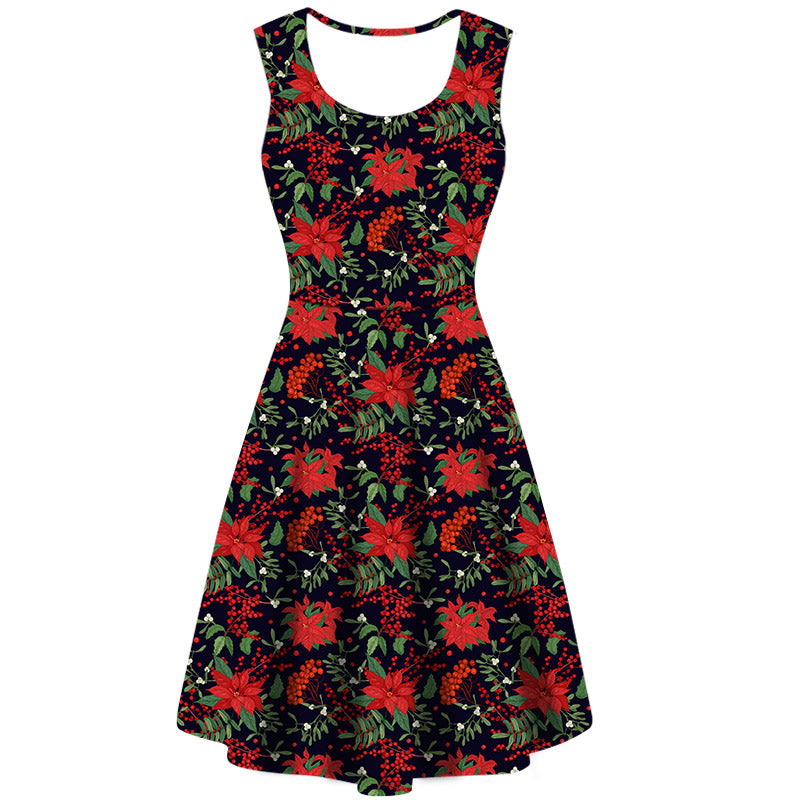 Festive Flora Sleeveless Deluxe Pocket Dress