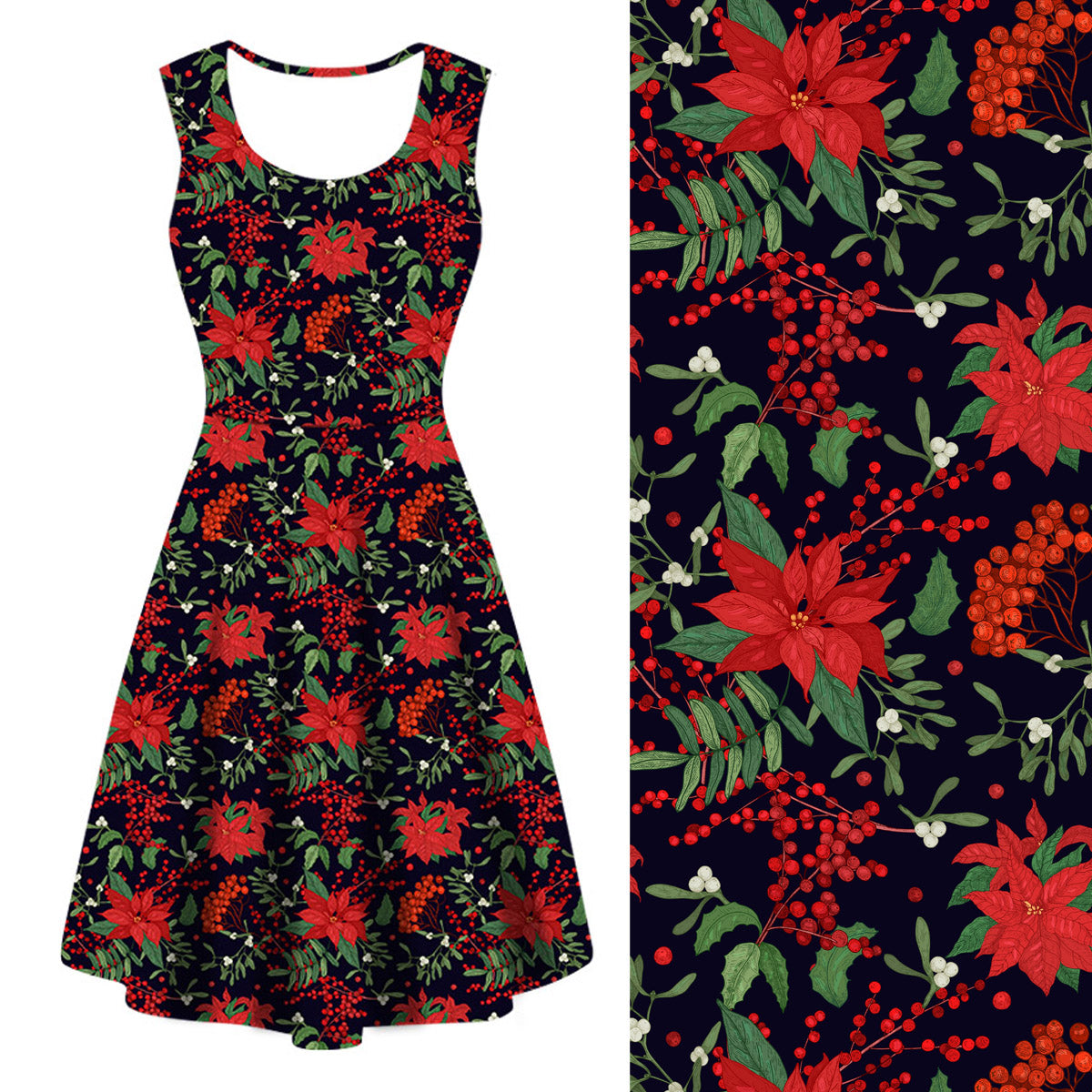 Festive Flora Sleeveless Deluxe Pocket Dress