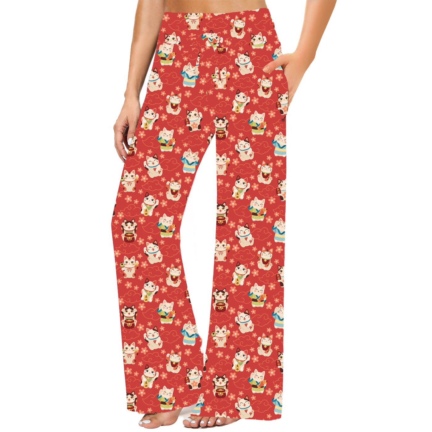 Lucky Cat Wide Leg Pocket Pants