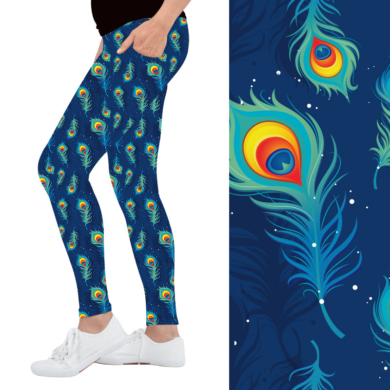 Floating Peacock Feathers Deluxe Pocket Leggings
