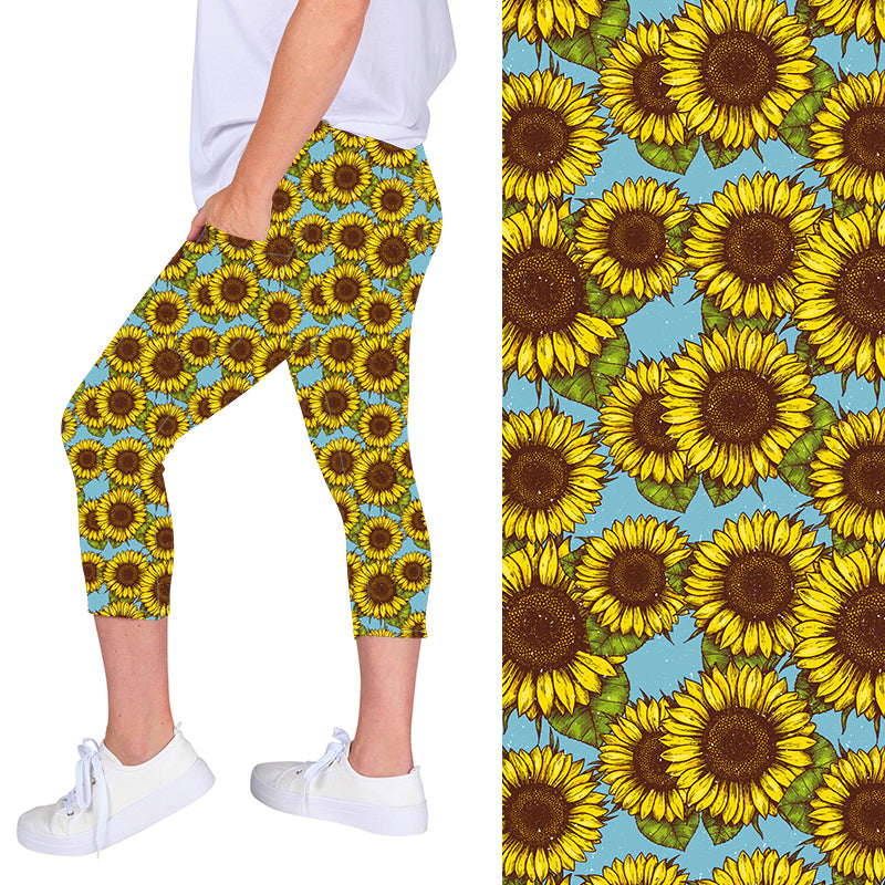 Sunny Sunflower Deluxe Pocket Capri