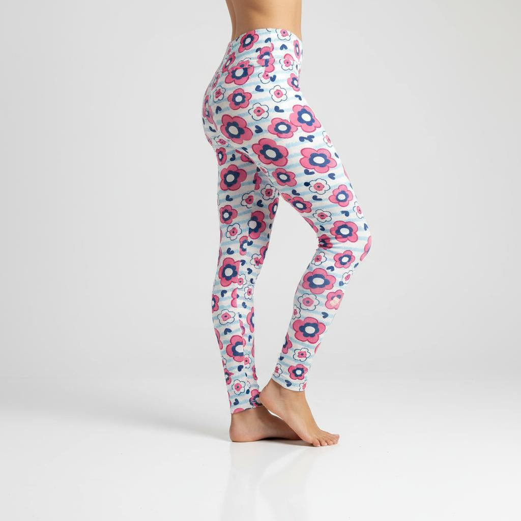 Floral patterned leggings on a plain background