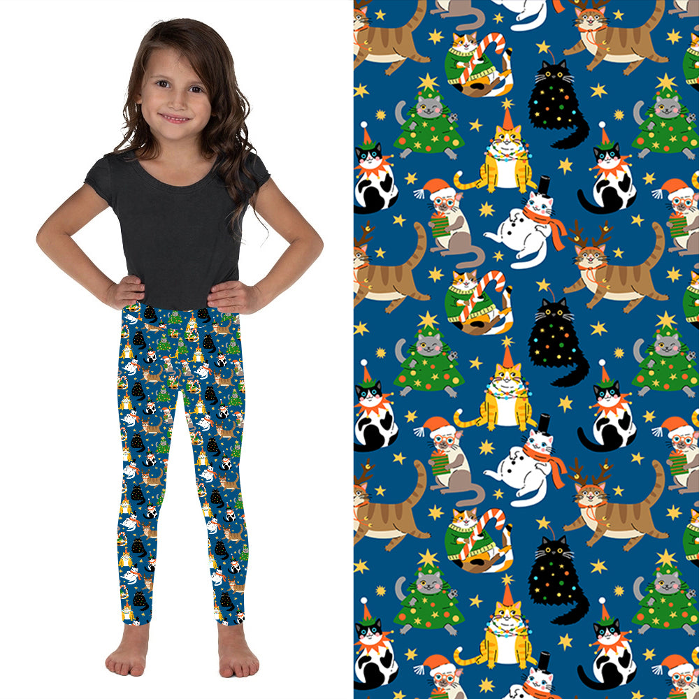 Festive Feline Christmas Deluxe Kids Leggings