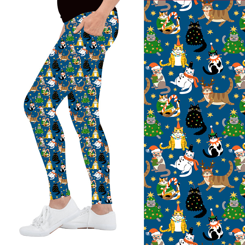 Festive Feline Christmas Deluxe Pocket Leggings