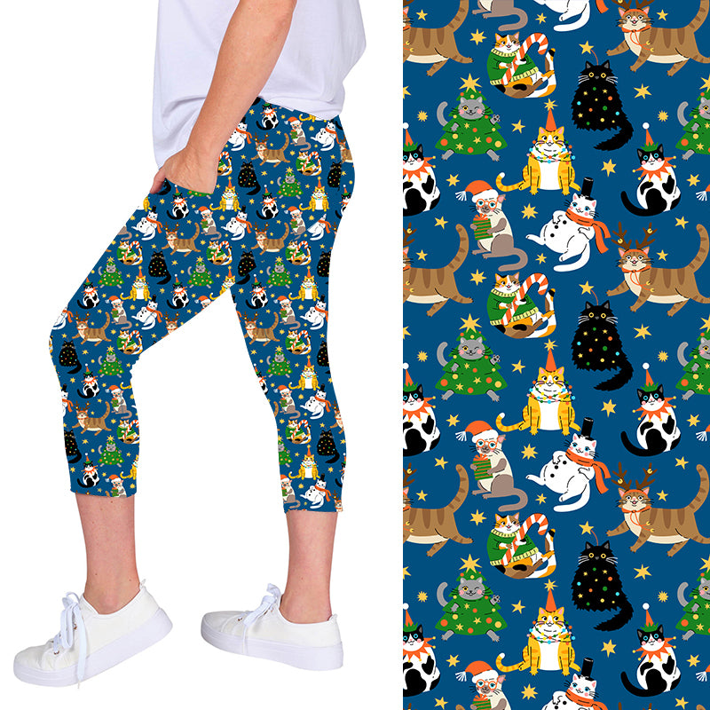 Festive Feline Christmas Deluxe Pocket Capri