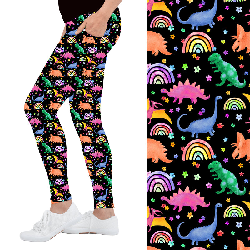 Dino Rainbow Deluxe Pocket Leggings