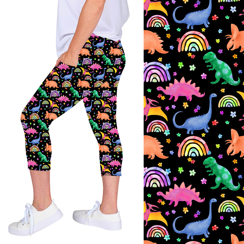 Dino Rainbow Deluxe Pocket Capri