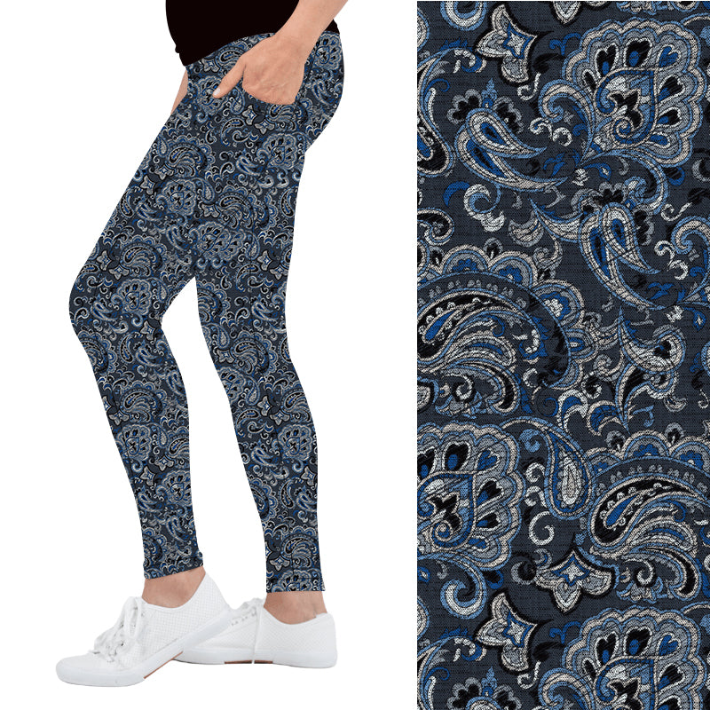 Denim Sky Paisley Deluxe Pocket Leggings