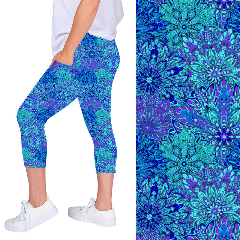 Blue Aura Mandala Deluxe Pocket Capri