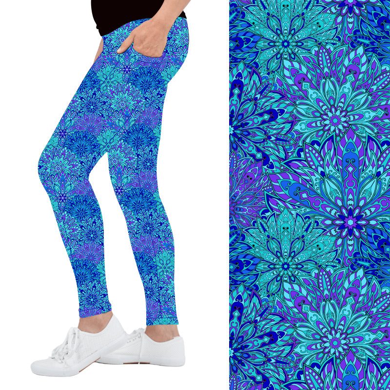 Blue Aura Mandala Deluxe Pocket Leggings