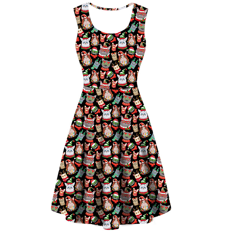 Kitty Claus Sleeveless Deluxe Pocket Dress