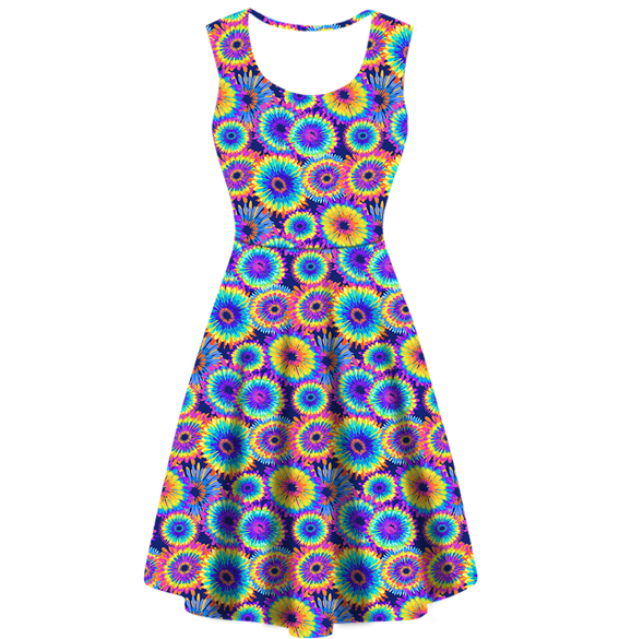 Electric Circles Sleeveless Deluxe Pocket Dress