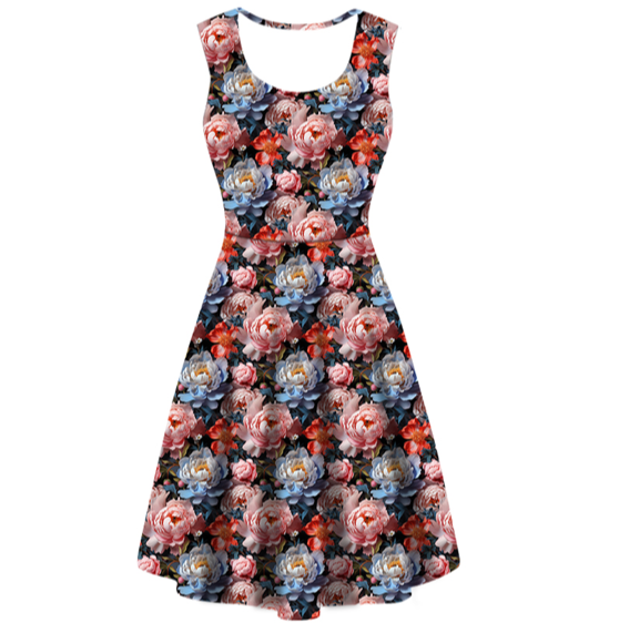 Summer Blooms Sleeveless Deluxe Pocket Dress