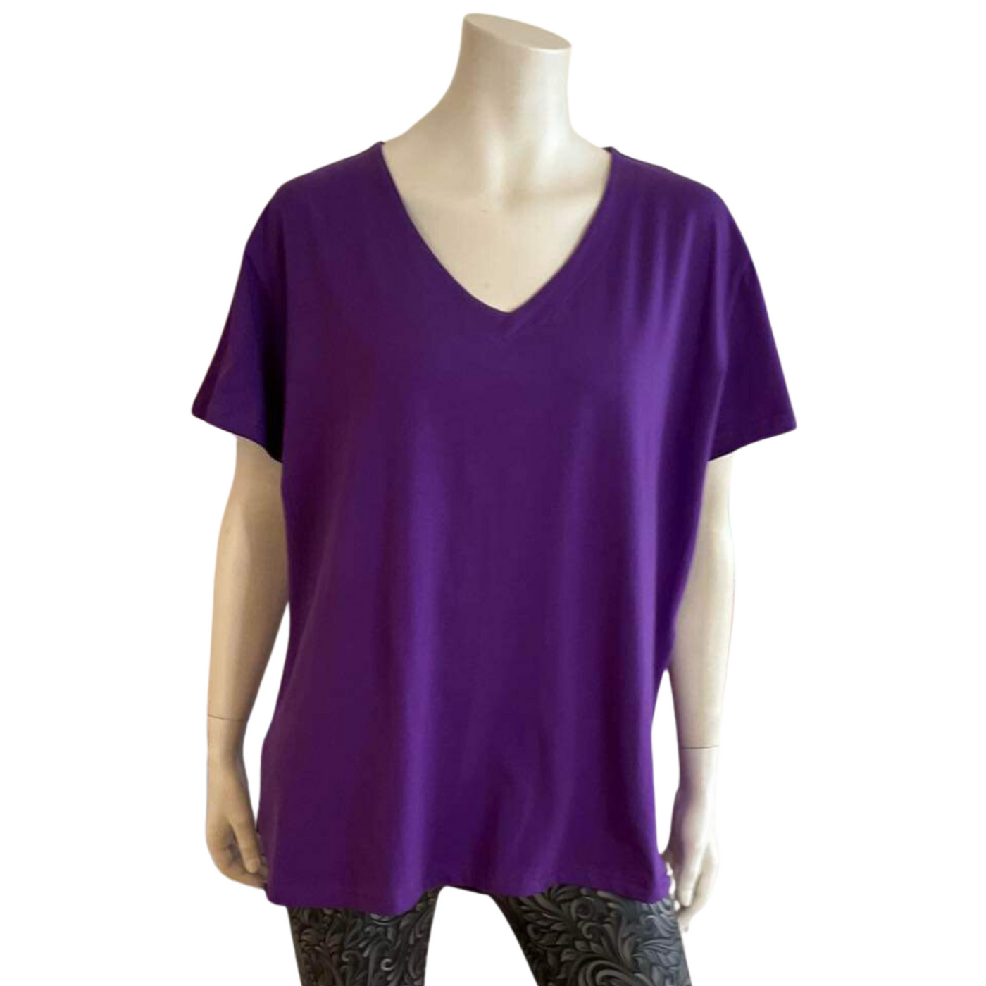 V Neck High Low Top - Purple