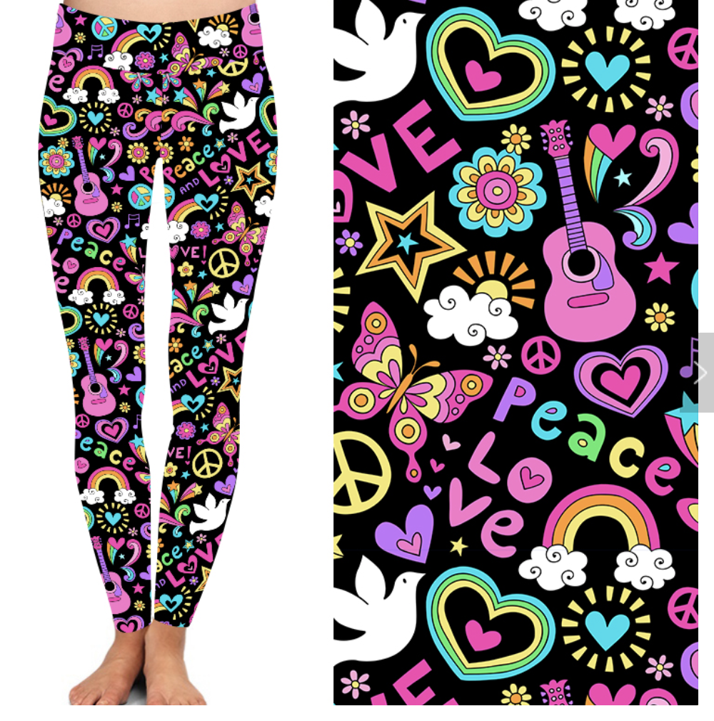 Peace Love and Rainbows Deluxe Leggings