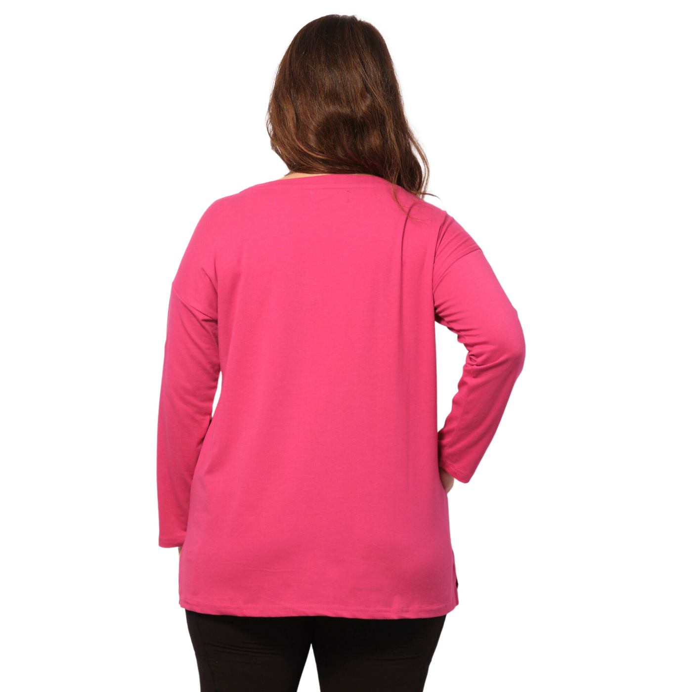 Long Sleeve Pocket Top - Hot Pink